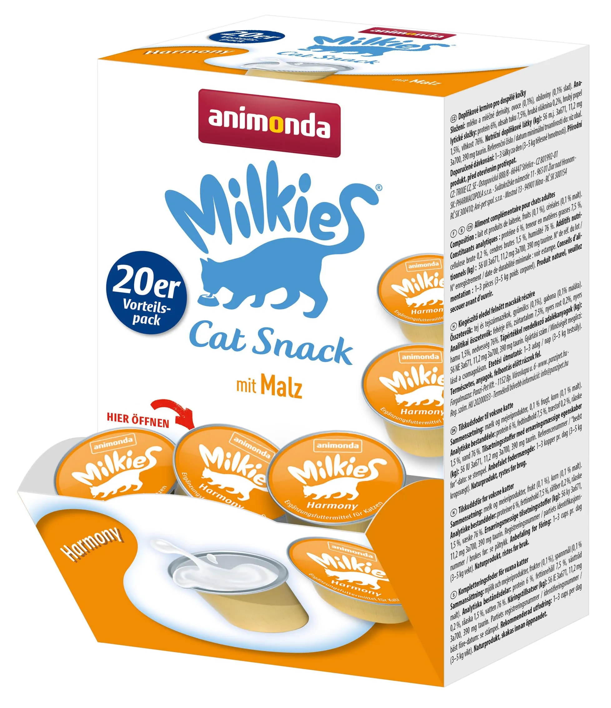animonda Milkies Power, latte per gatti porzionato, Harmony, 4 x 20 capsule da 15 g