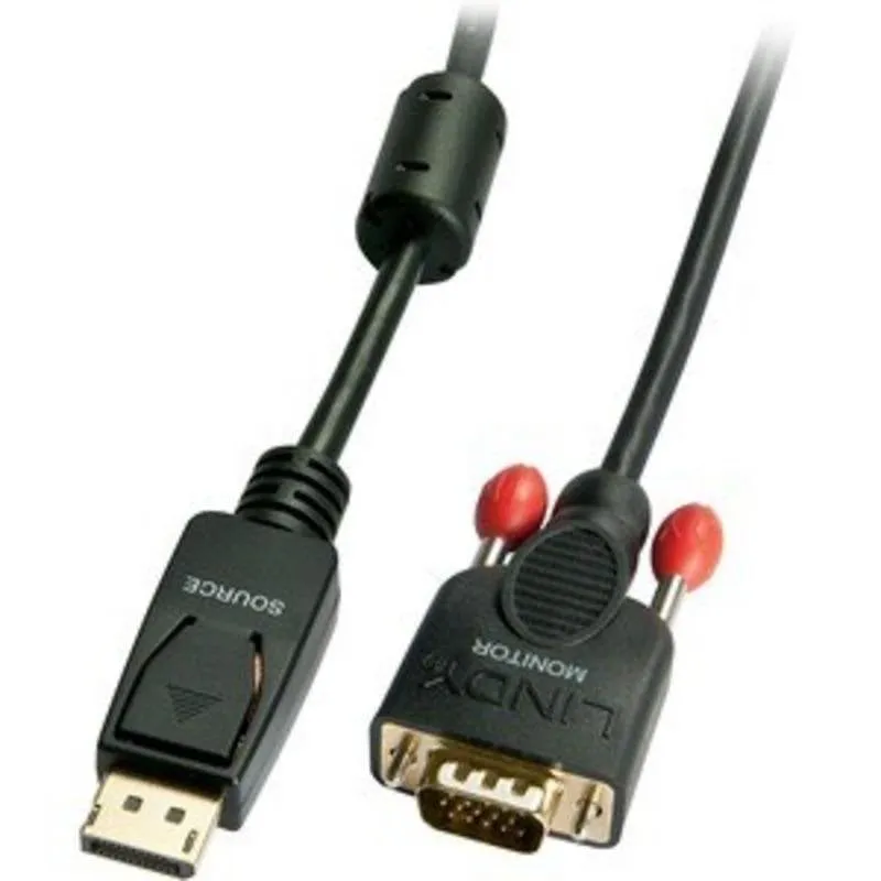 Adattatore di cavo video Lindy 3 m DisplayPort a VGA maschio dorato