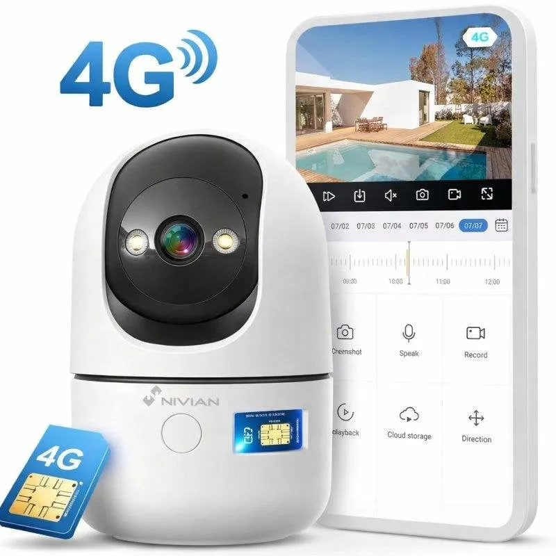 Videocamere di sorveglianza Nivian 3MP 2K Visione Notturna Interna IA Audio Bidirezionale