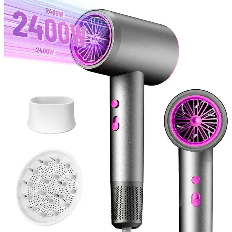 Phon Ionico Dam Electronics 2400W 3 Temperature 3 Velocità Grigio con Accessori