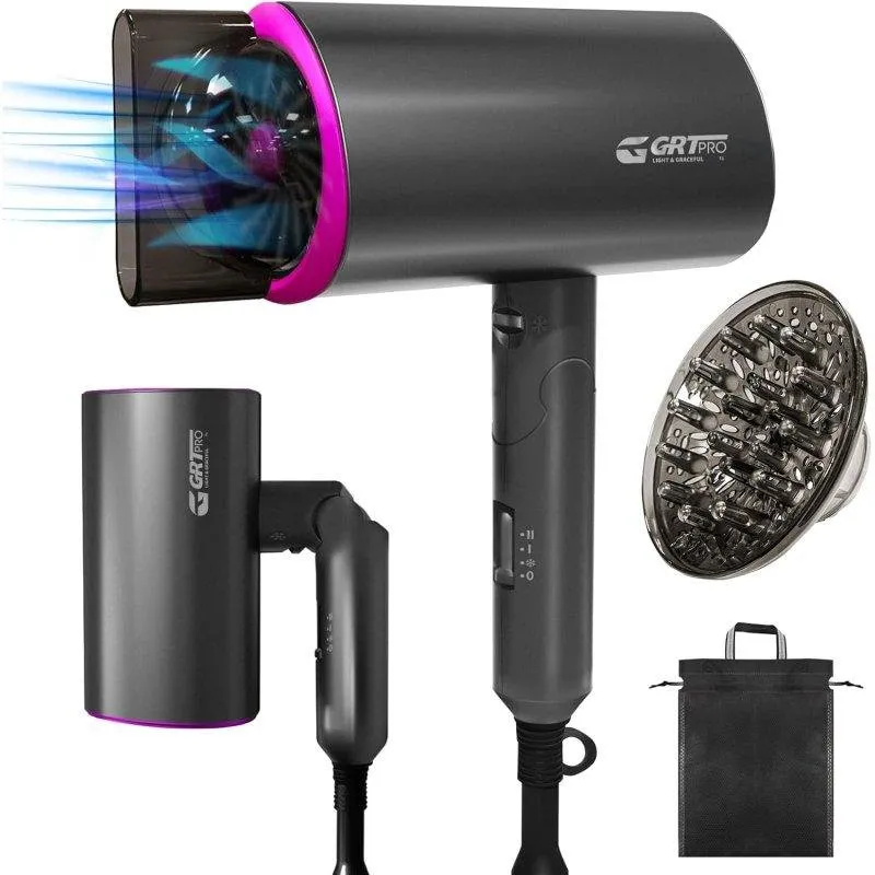 Phon Ionico Pieghevole da Viaggio Dam Electronics 2200W 2 Temperature 2 Velocità Diffusore Grigio
