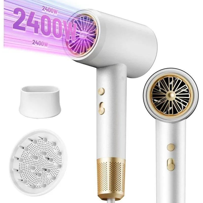 Phon Ionico Dam Electronics 2400W 3 Temperature 3 Velocità Accessori Bianco