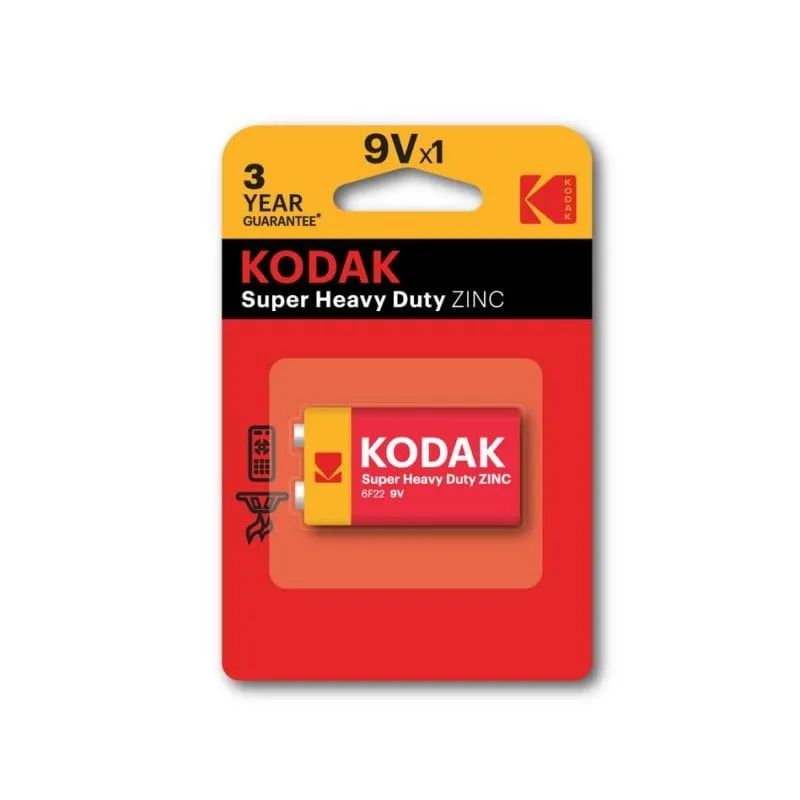 Pila Kodak 9V Cloruro di Zinco 250 mAh Extra Heavy Duty