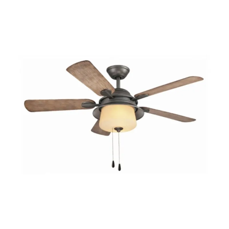 Ventilatore da Soffitto con Luce FM Calefacción VT-130 Vintage 55W 132cm 3 Velocità Acciaio Marrone