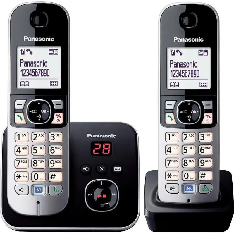 Telefono DECT Panasonic KX-TG6822GB Nero/Argento 120 voci Identificatore chiamate