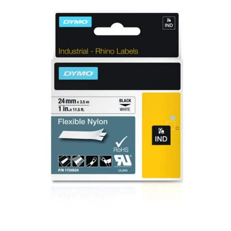 Nastro per stampanti etichette DYMO Nylon Flexible 2,4 cm x 3,5 m Nero su bianco
