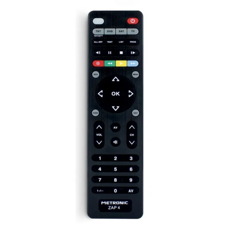 Telecomando Universale Metronic ZAP 4 EVO 5 TV + TDT + SAT + DVD Nero