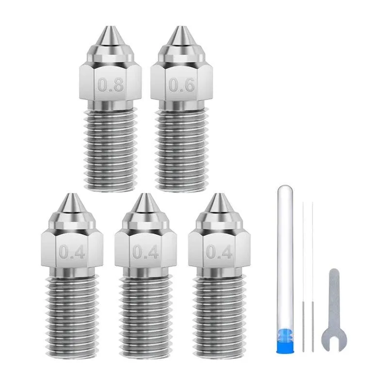 Ugelli ELEGOO Neptune 4 / 4 Pro Acciaio Indurito 0.4 mm x3, 0.6 mm x1, 0.8 mm x1