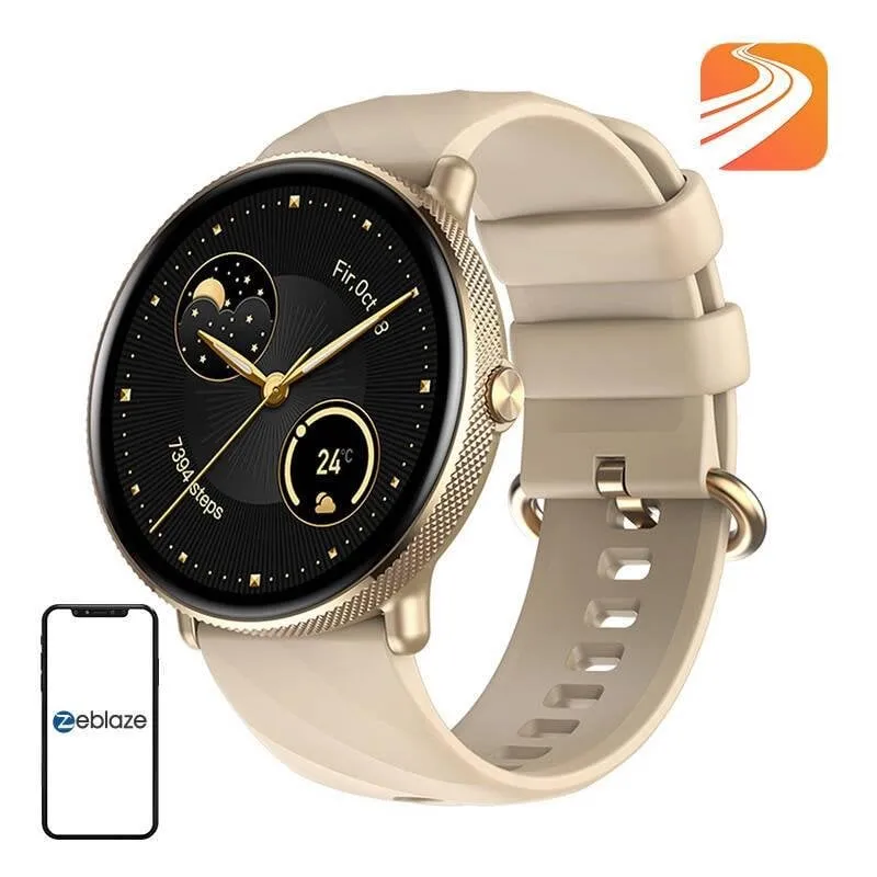 Zeblaze GTR 3 Pro Bluetooth 1,43'' Oro Cinturino Silicone M IP68 SpO2 Cardiofrequenzimetro