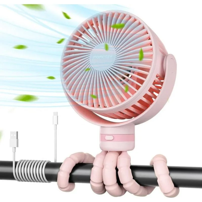 Mini Ventilatore Portatile Momcozy PF001-PK10BA-A 27W 4 Velocità 360° LED Ricaricabile Rosa