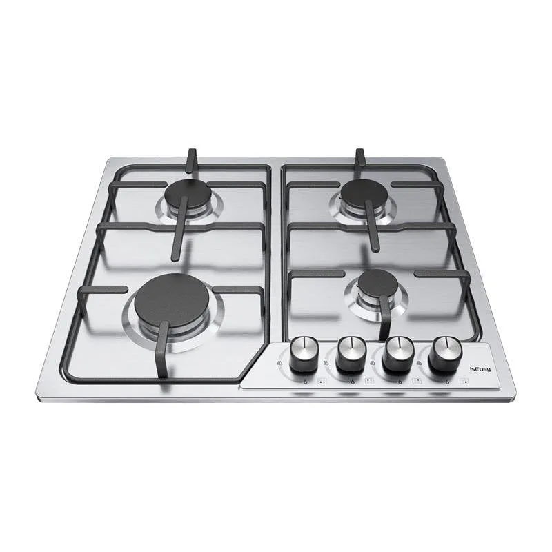 Piastra a Gas ISEASY MGBG-604C 4 Bruciatori 2.7 kW Acciaio Inossidabile