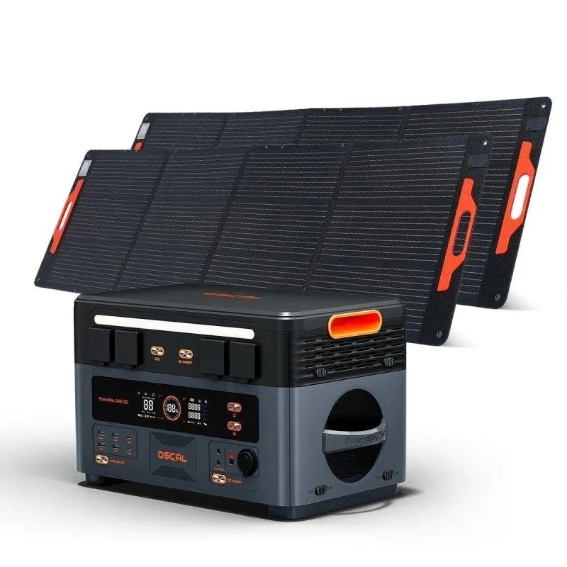 Stazione di energia Oscal Powermax2400se 2016Wh 2400W 8 porte LiFePO4 Pannelli solari