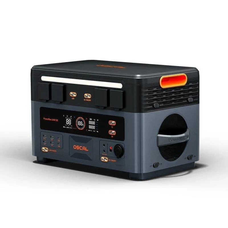 Stazione di energia Oscal Powermax2400se 2016Wh 2400W 8 porte Batteria LiFePO4 Ricarica solare veloce
