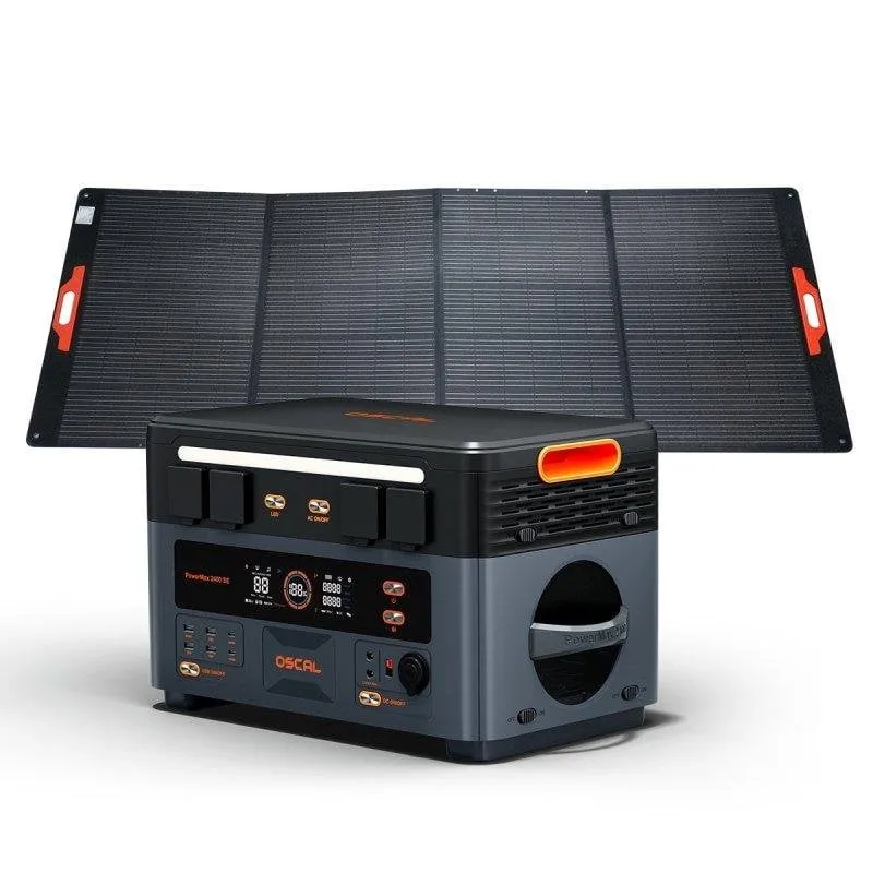 Stazione di energia Oscal Powermax2400se 2016Wh 2400W 8 porte LiFePO4 Pannello solare 400W