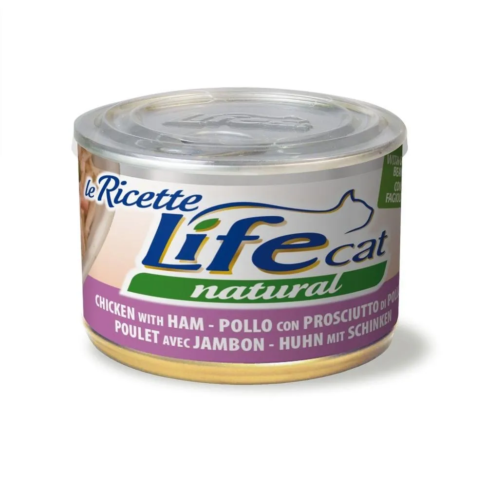 Life Cat 102391 Lattina Le Ricette con Pollo, Prosciutto e Fagiolini Verdi, 150 Grammi