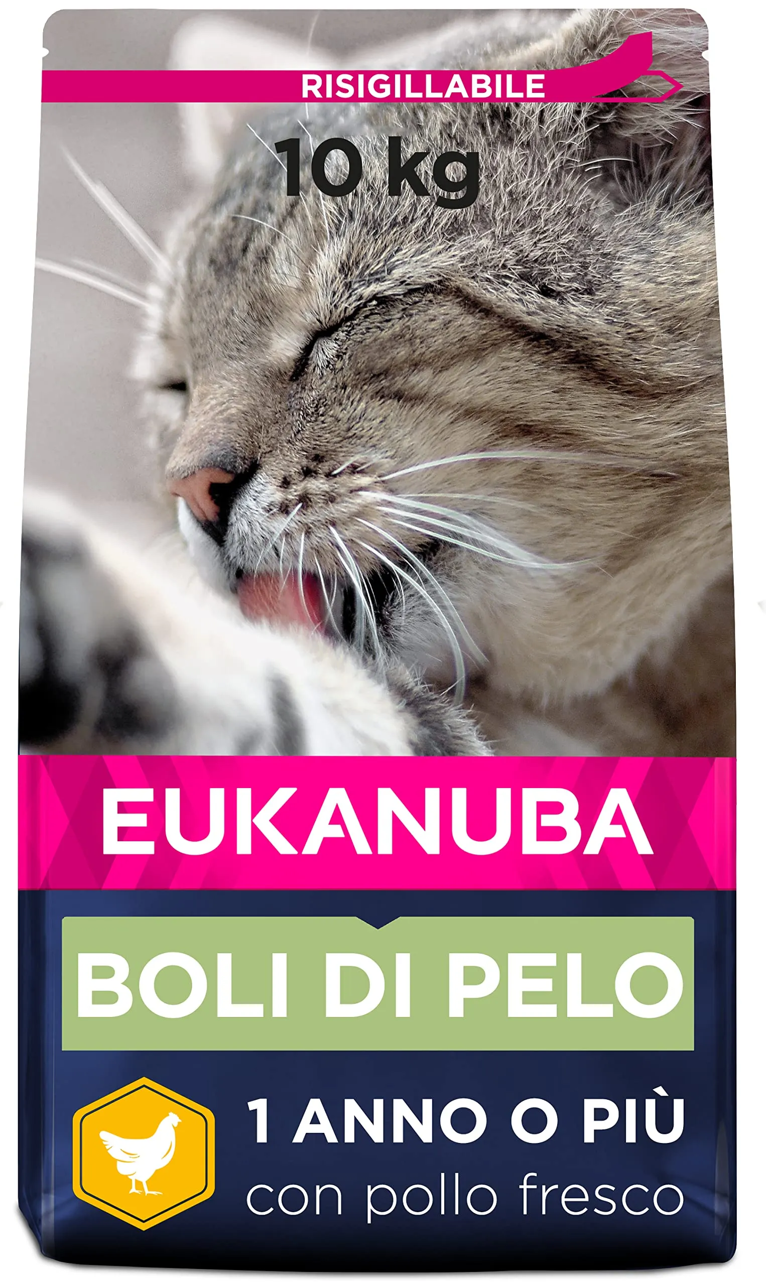 Eukanuba Hairball Control Alimento Secco per Gatti Adulti e Anziani, Ricca di Pollo Fresco, 10 kg