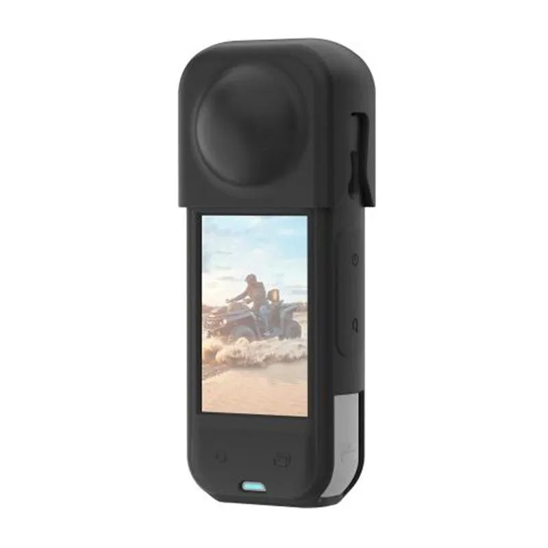 Custodia in silicone PULUZ con copriobiettivo per Insta360 X5 nera