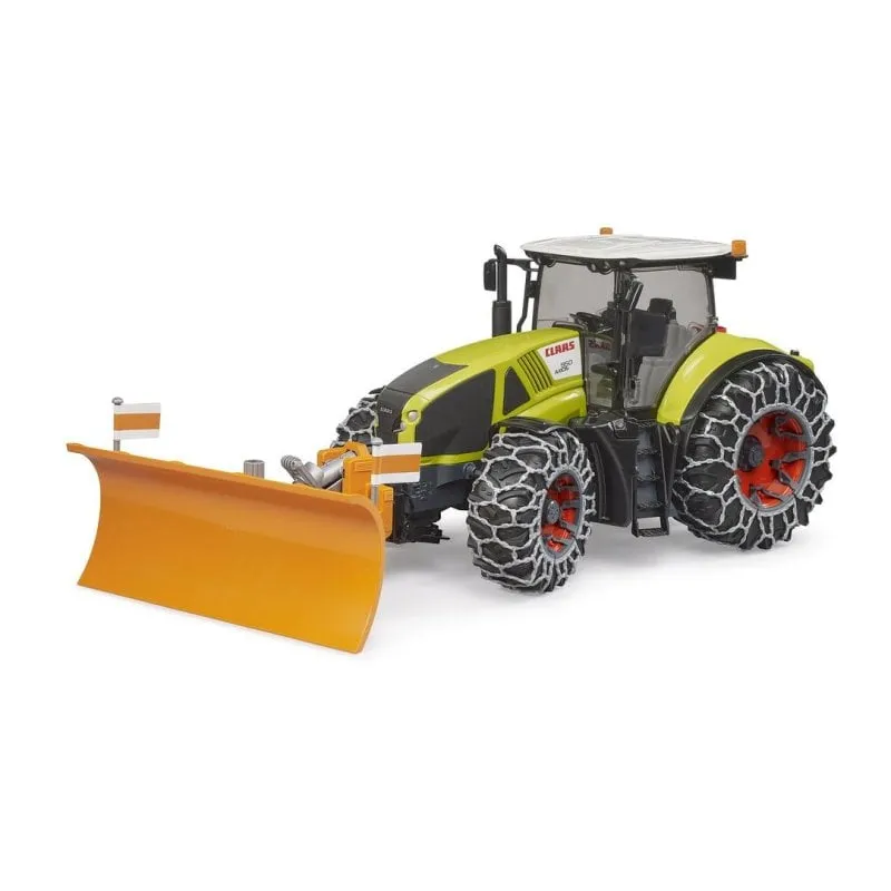 Trattore BRUDER Claas Axion 950 con Catene da Neve e Vomere da Neve