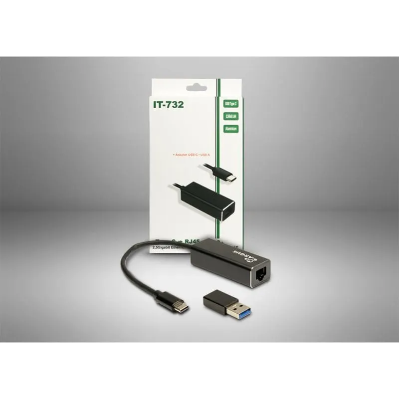 Scheda di Rete Inter-Tech IT-732 USB Type-C Ethernet 2,5 Gbit/s Alluminio Grigio
