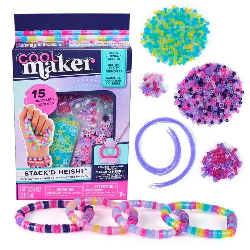 Kit di Estensione Stack'd Heishi Cool Maker con 1300 Perline e 40 Speciali per 15 Braccialetti