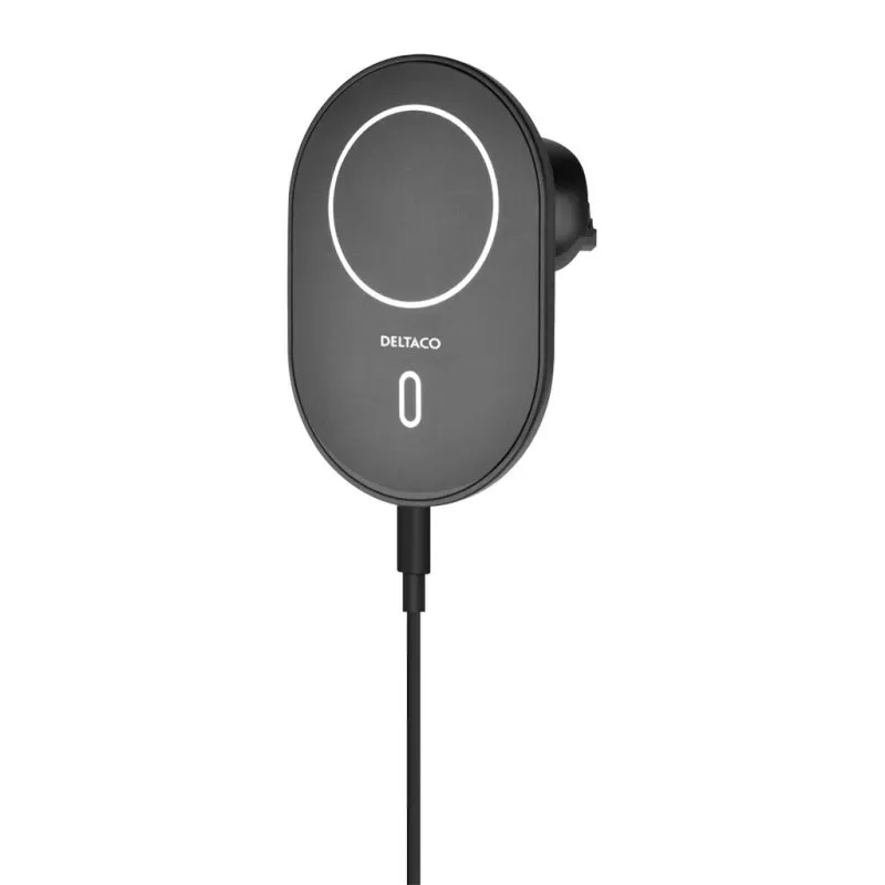 Caricatore auto Deltaco con chiusura magnetica 15W Nero