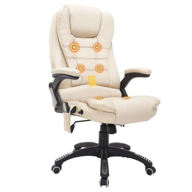 Sedia da Ufficio Rolipo Beige con Massaggio 6 Punti e Altezza Regolabile