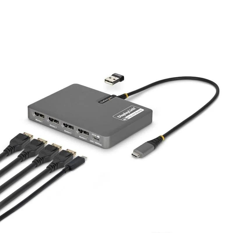 Adattatore USB-C StarTech.com QUAD-USB-DP-ADAPT 4x DisplayPort 4K 60Hz + USB-A 2.0 + PD 140W
