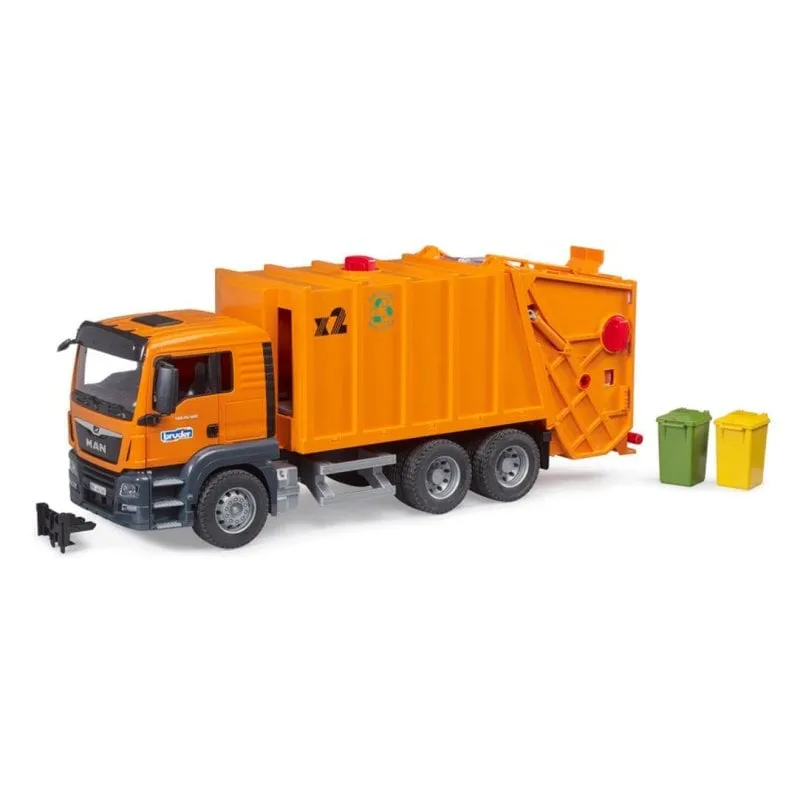 Camion della Spazzatura BRUDER MAN TGS 1:16 Plastico Nero e Arancione