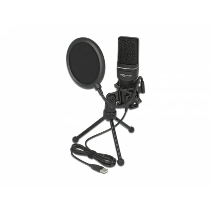 Microfono DeLOCK 66331 USB cardioide con filtro pop e supporto antiscivolo