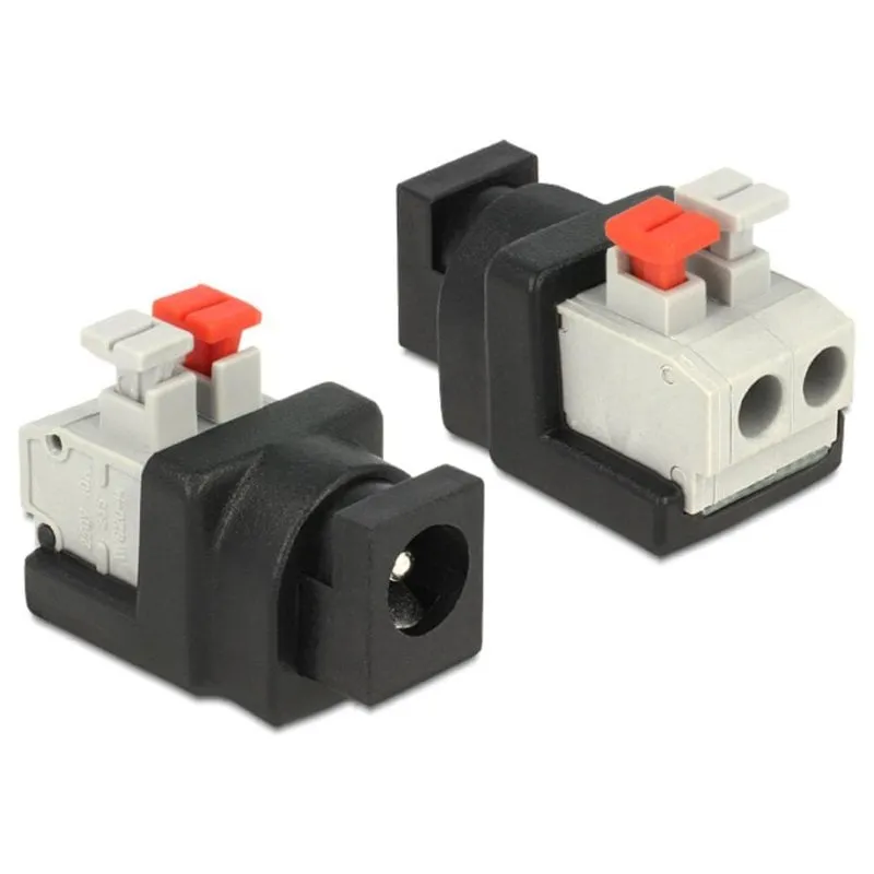 Adattatore alimentazione DeLOCK 65524 nero e argento per cavo DC 5,5 x 2,1 mm