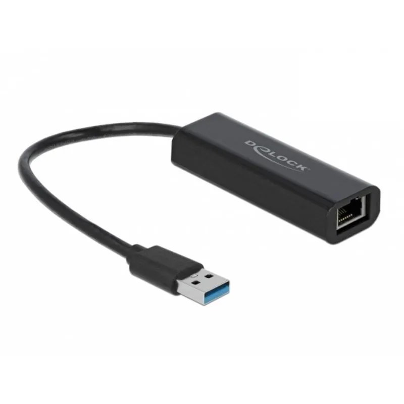 Scheda di Rete DeLOCK 66299 USB-A Ethernet 2,5 Gb/s con cavo 15 cm nera
