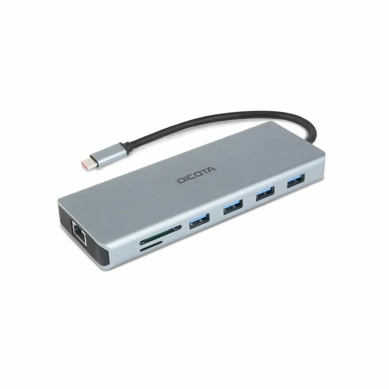Hub Dicota 10 porte USB 3.2 Gen 1 e USB 4 1000 Mbit/s D32065 Argento
