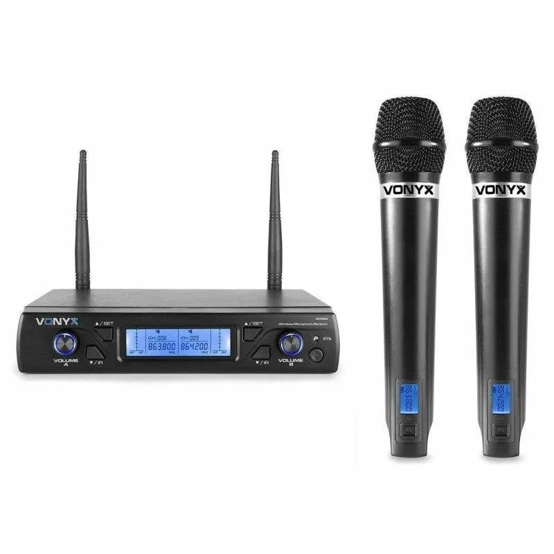 Microfono Vonyx WM62 UHF 16 canali con 2 microfoni a mano