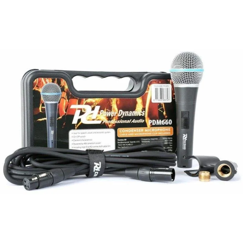 Microfono Power Dynamics PDM660 XLR cardioide con filtro antipop