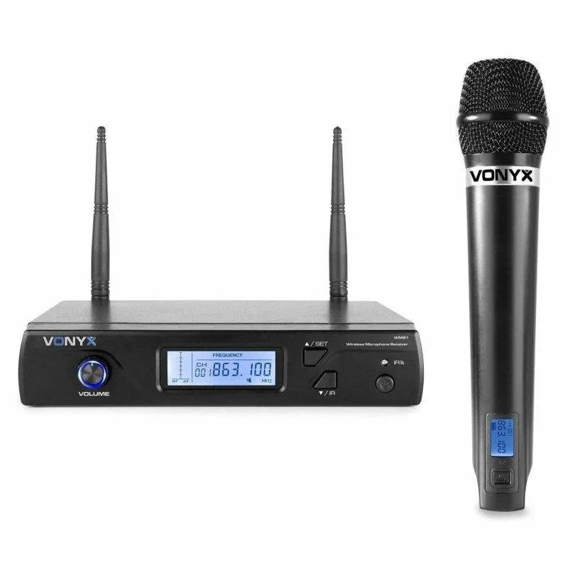 Microfono Vonyx WM61 UHF wireless 16 canali con microfono a mano