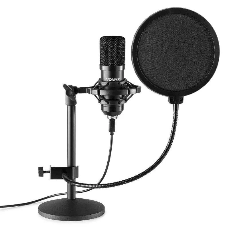 Microfono Vonyx CMTS300 USB cardioide con supporto e filtro antipop