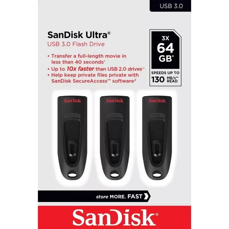 Unità flash USB SanDisk Ultra 64 GB USB 3.2 Gen 1 nera scorrevole 130 MB/s
