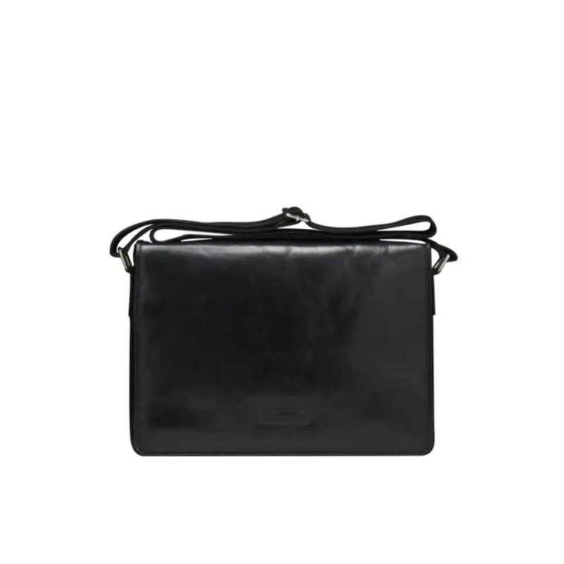 Borsa a tracolla DBRAMANTE1928 Marselisborg pelle 14" nera compatta
