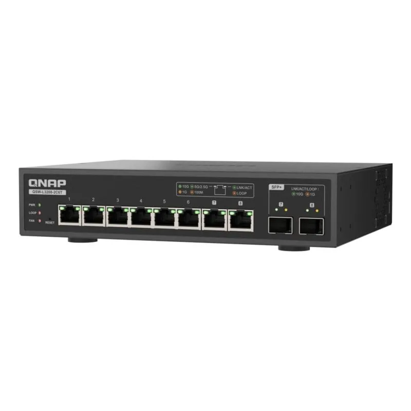 Switch QNAP QSW-L3208-2C6T Gestito L2 10GbE 8 Porte Desktop