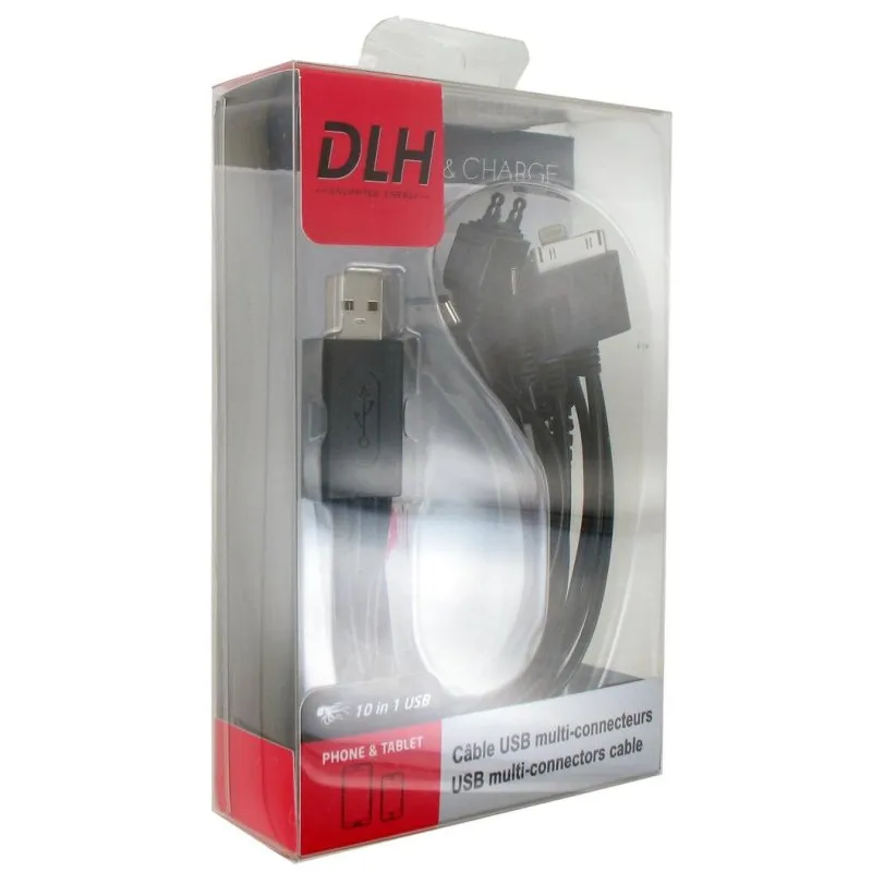 Cavo di ricarica DLH DY-TU1975B USB A Nero 1 m 10 connettori