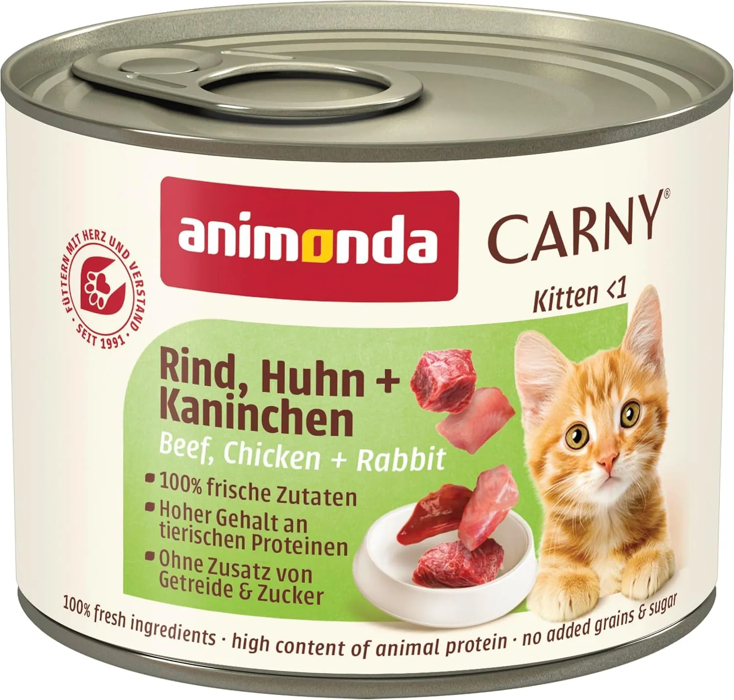 animonda Carny Kitten, cibo umido per gatti, Manzo, Pollame + Coniglio 12 x 200 g