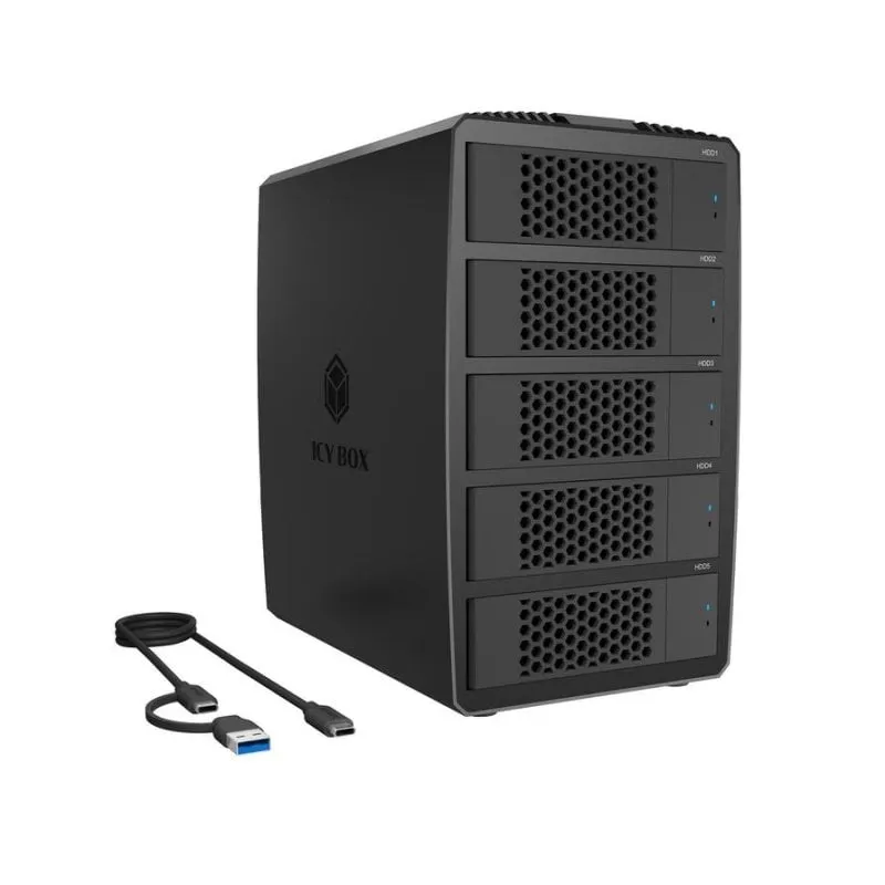 Case PC Icy Box IB-RD3705-CU3 2.5/3.5" Desktop Nero con RAID e Ventola