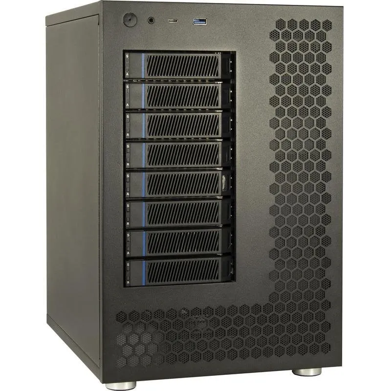 Caja PC Inter-Tech NAS-8 Torre NAS Alluminio Nero con Ventilazione e USB-C