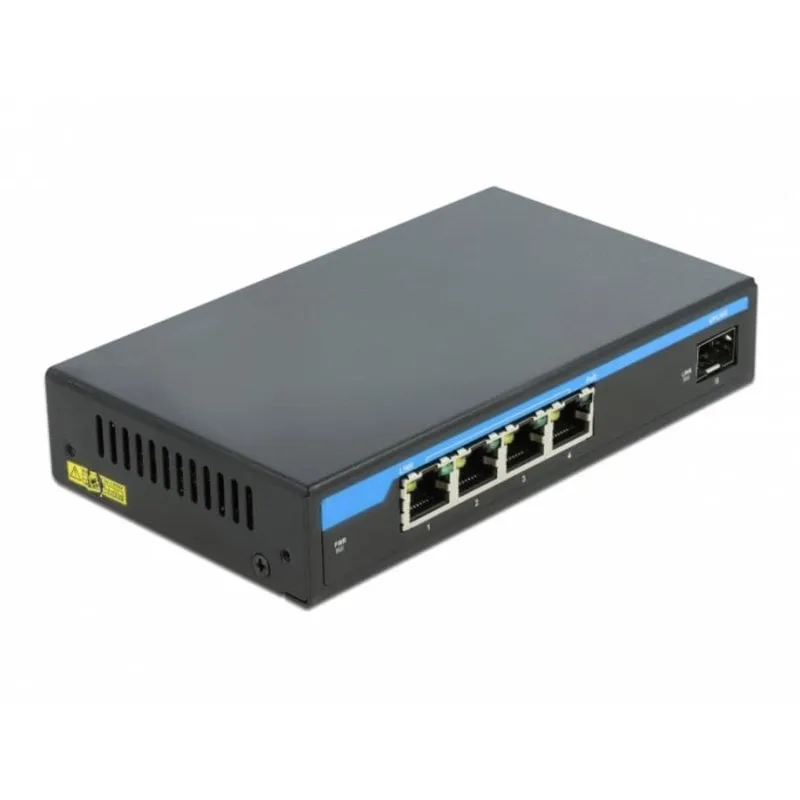Commutatore DeLOCK 87765 Gigabit 4 Porte PoE+ SFP