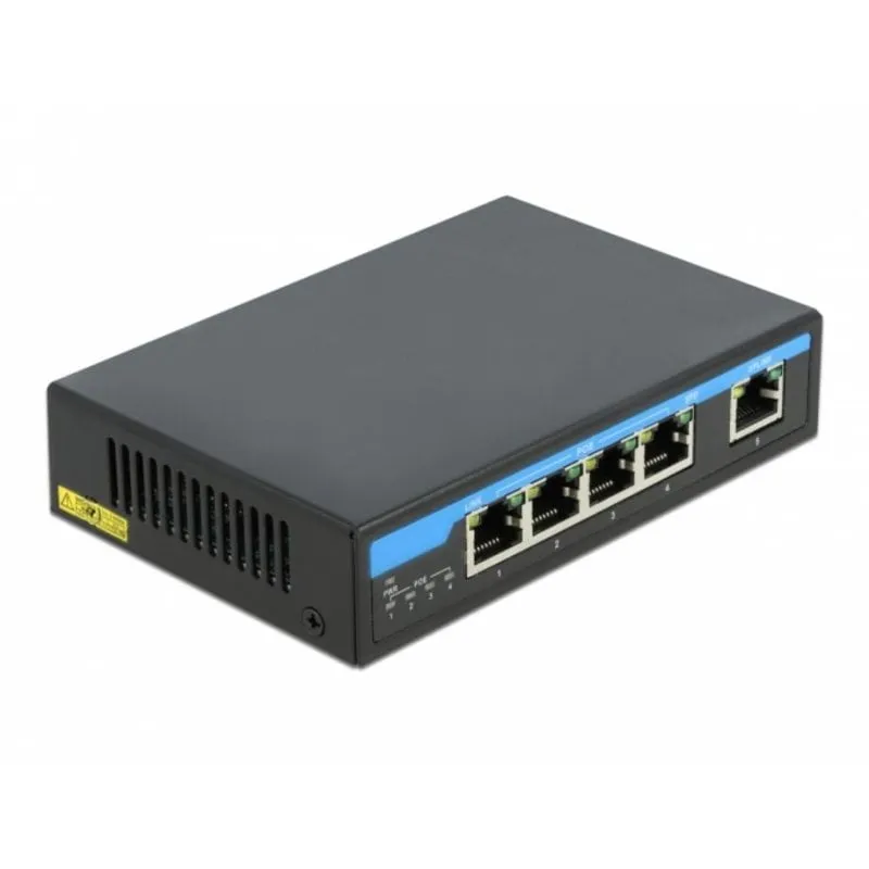 Switch Ethernet Gigabit DeLOCK 4 Porte PoE+ 1 Uplink