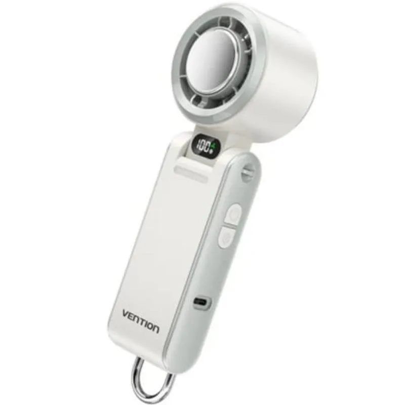 Mini Ventilatore Portatile Vention PBCW0 Bianco 13000 RPM 100 Velocità USB-C Batteria 3000 mAh