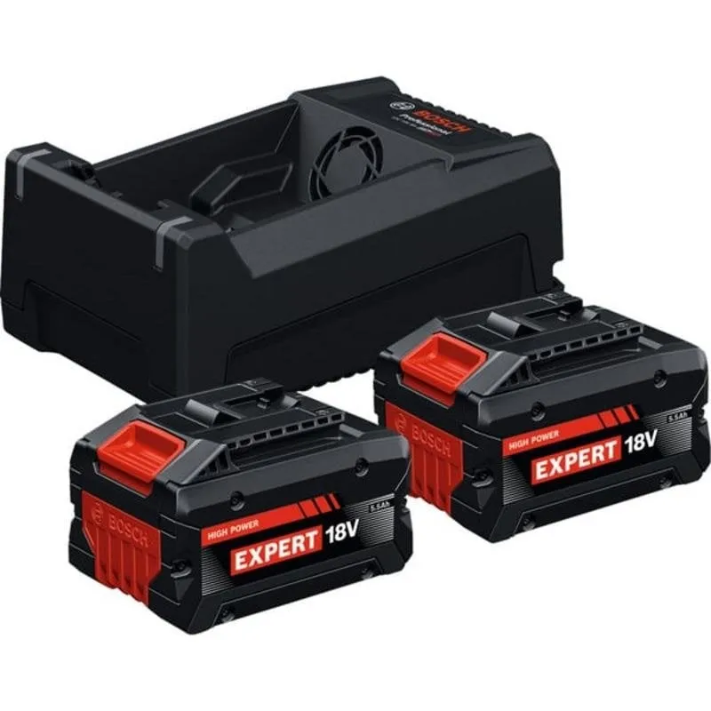 Caricatore batterie Bosch GAL 12V/18V-80 Professional con 2 accumulatori 18V 5,5 Ah