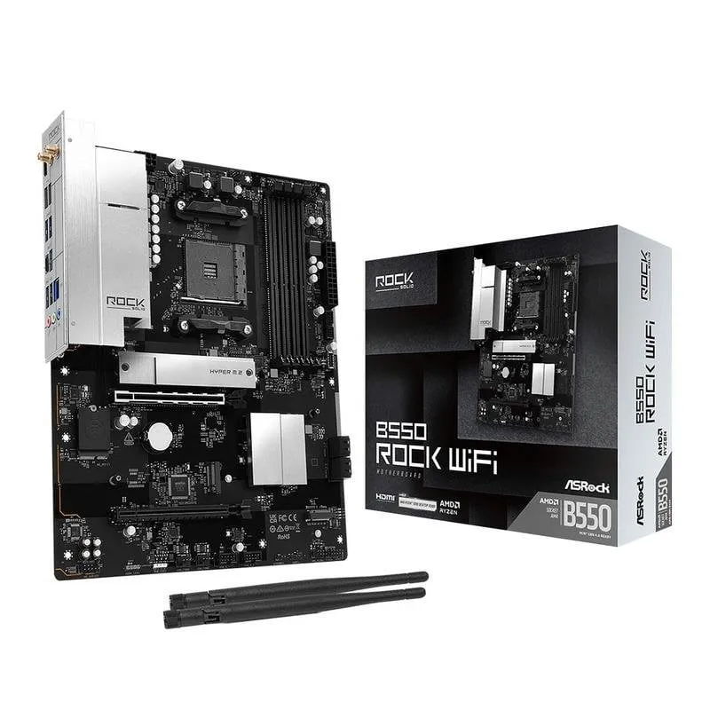 Schede Madri ASRock B550 Rock WiFi B550 AM4 DDR4 ATX WiFi 6E PCIe 4.0 CrossFireX