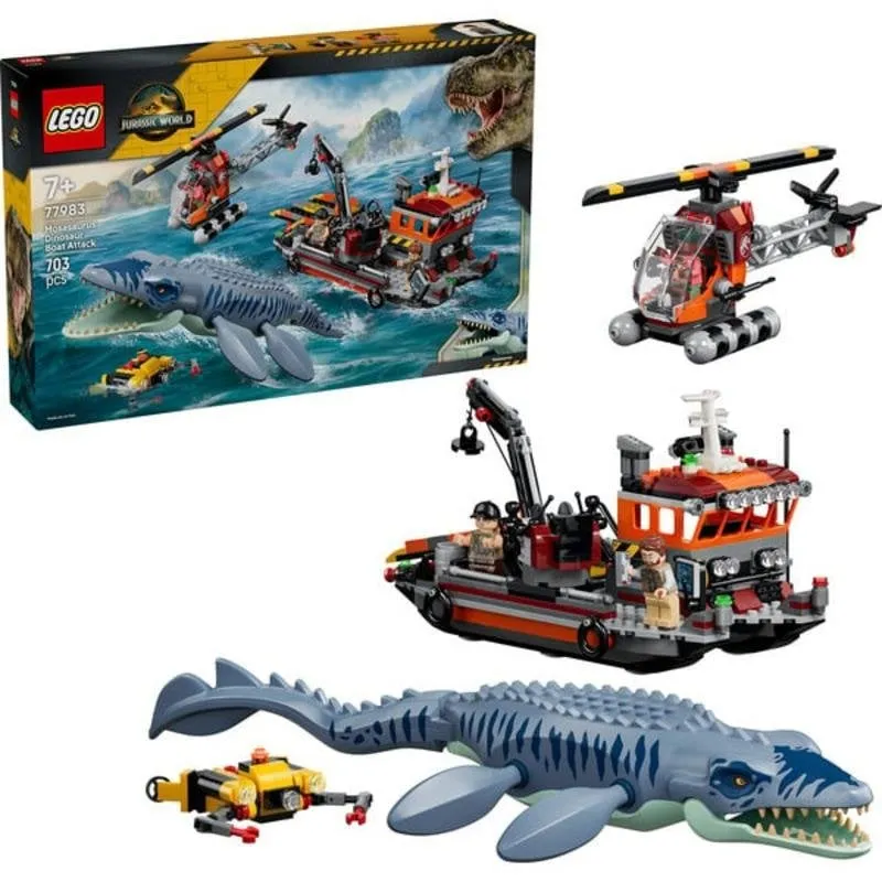 LEGO Jurassic World Attacco del Mosasauro alla Barca 77983 703 pezzi