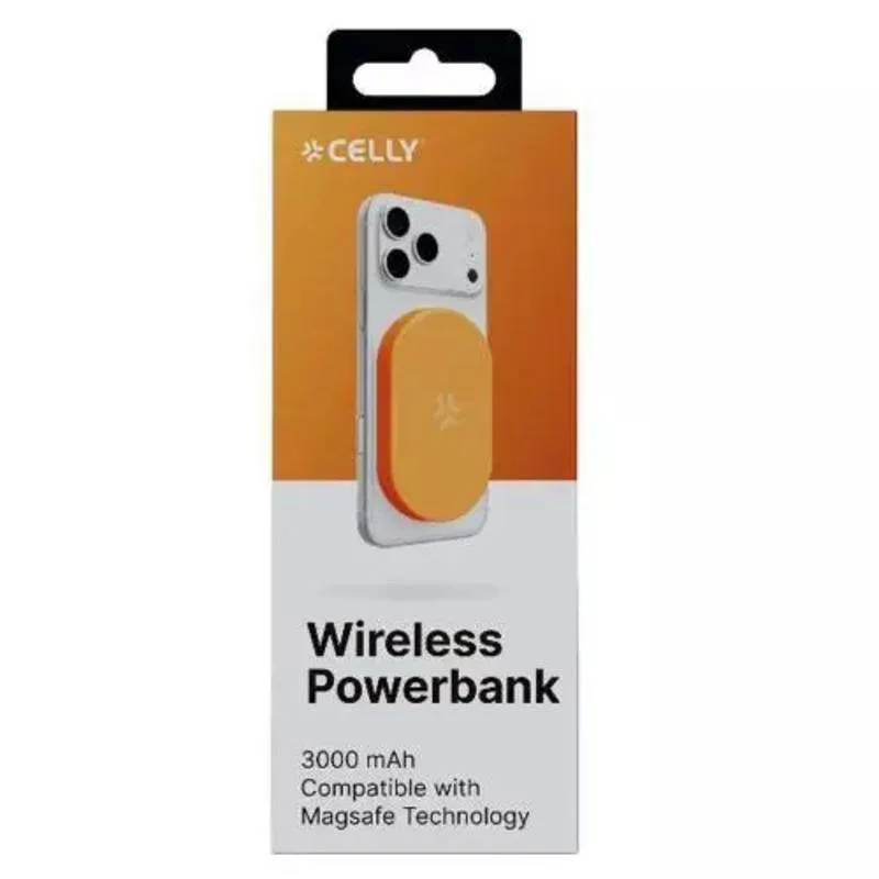 Batteria Esterna Celly Power Bank 3000 mAh USB-C Arancione